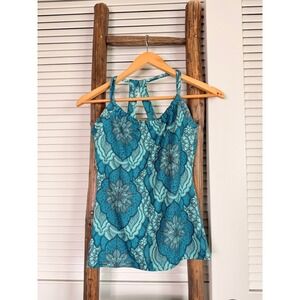 Prana Yoga Tank Top Womens XS Teal Blue Mandala Strappy Racerback